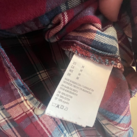American Eagle Boyfriend Plaid Button Down Shirt Medium - Picture 4 of 4